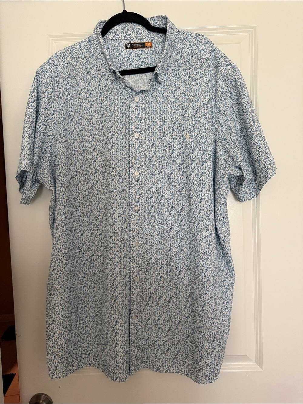 Daniel Cremieux Light Blue Patterned Short-Sleeve Button-Down Shirt